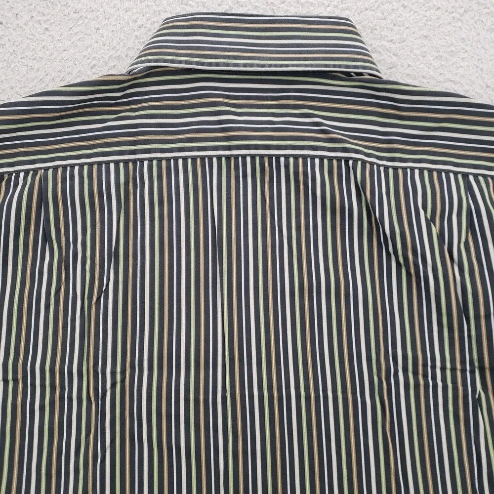 Banana Republic Shirt Mens Large 16 16.5 Black Sriped‎ Classiccore Button Up